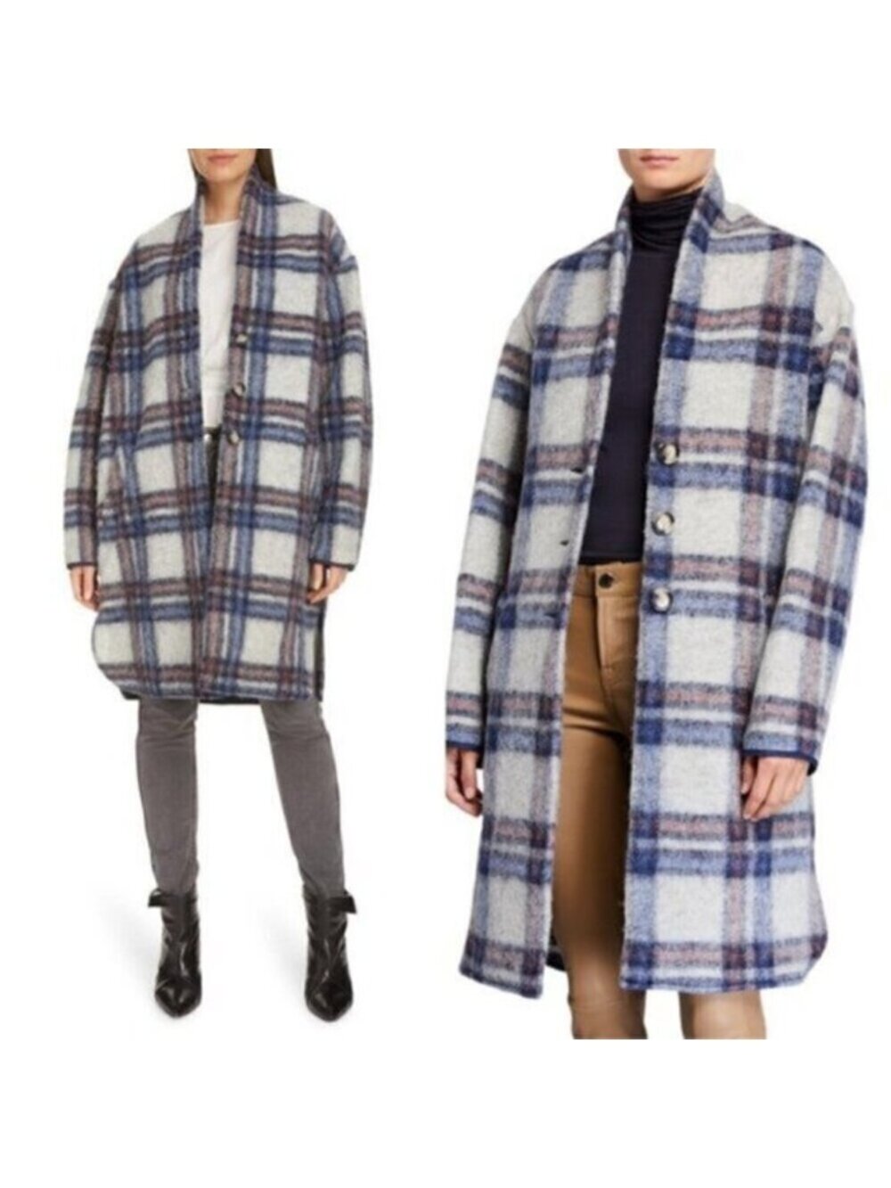 Isabel Marant‎ Etoile Gabriel Plaid Wool Shacket Jacket Coat Women Size 36, 6, M